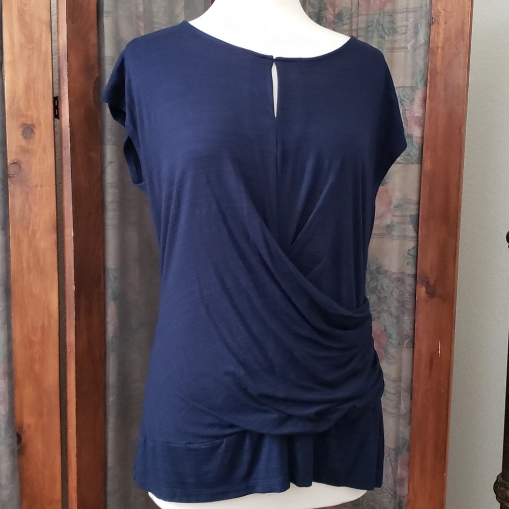 Navy blue sleeveless blouse